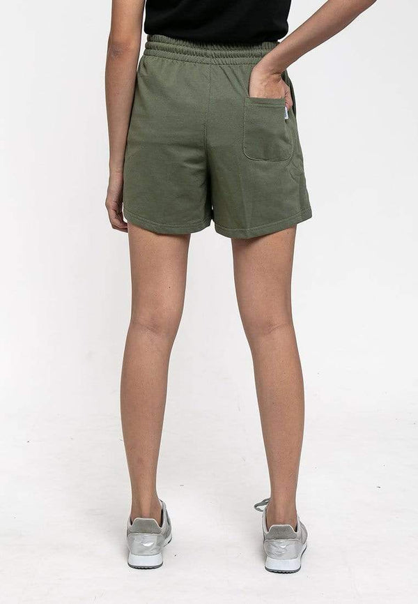 Ladies  Plain Elastic Cotton Terry Short Pants - 860136