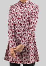 Ladies Woven Long sleeve Collar Long Length Shirt - 821906