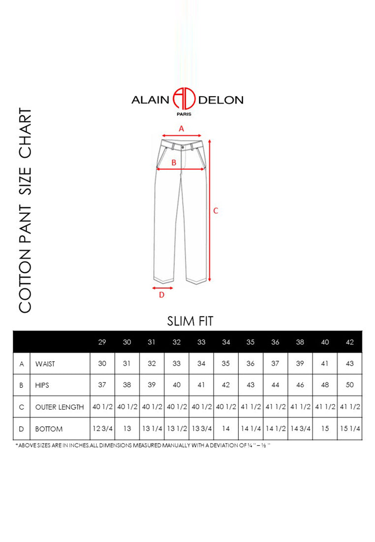 Alain delon Slim Fit Flat Front Cotton Pants - 12022001