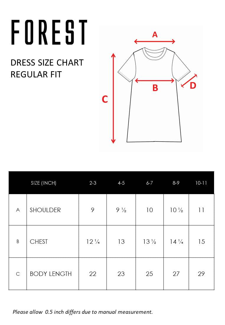 Forest Kids Girl 100% Cotton T Shirt Girls Graphic Round Neck Dress | Baju Budak Perempuan - FK885010