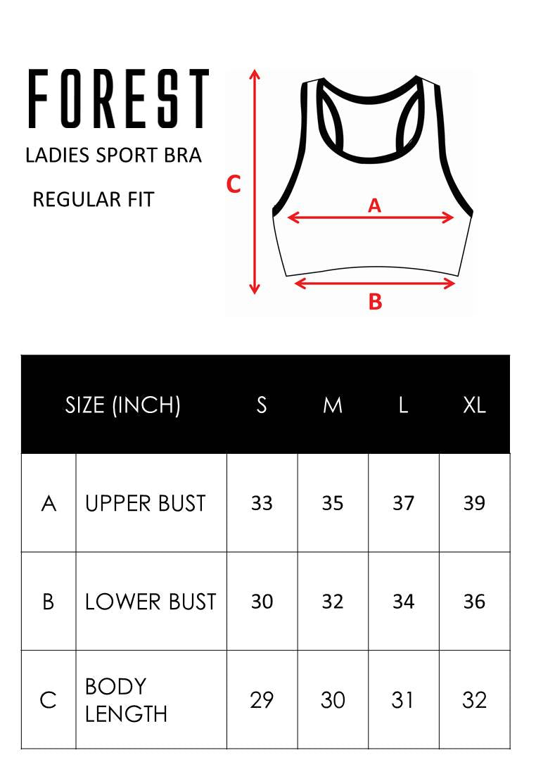 (1 PC) Forest Ladies Nylon Spandex Sports Bra Selected Colours - FBD0003S