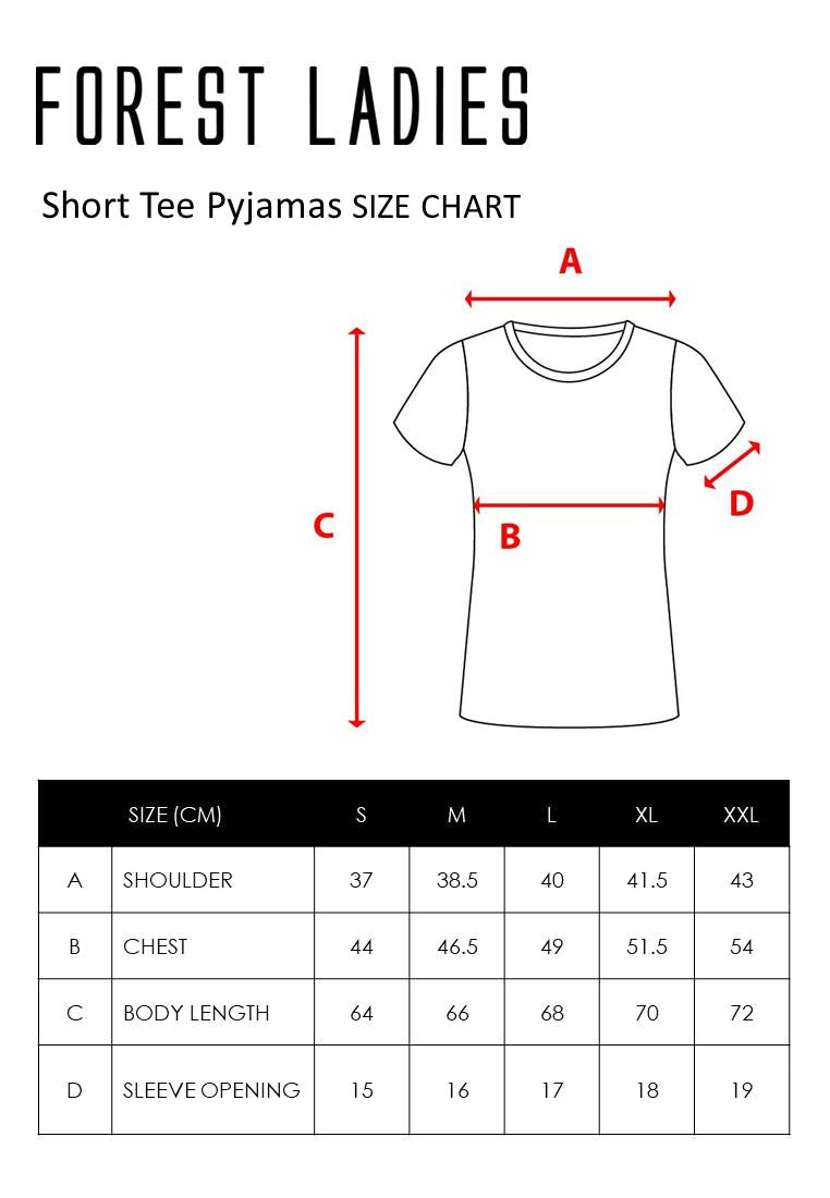 (1 Set) Forest Ladies Nylon Spandex Short Sleeve Three Quarther Bottom Pyjamas - FPL0001SL