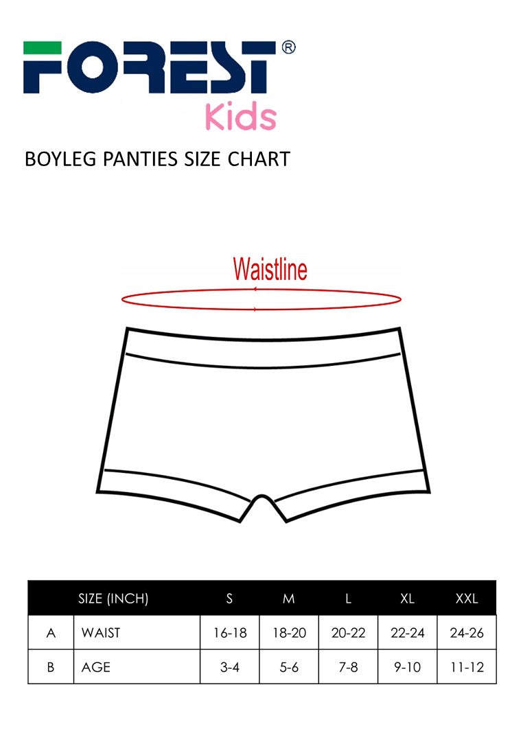 (3Pcs) Forest X Disney Girls Cotton Spandex Boyleg Brief Underwear Assorted Colour-WLJ0011BL