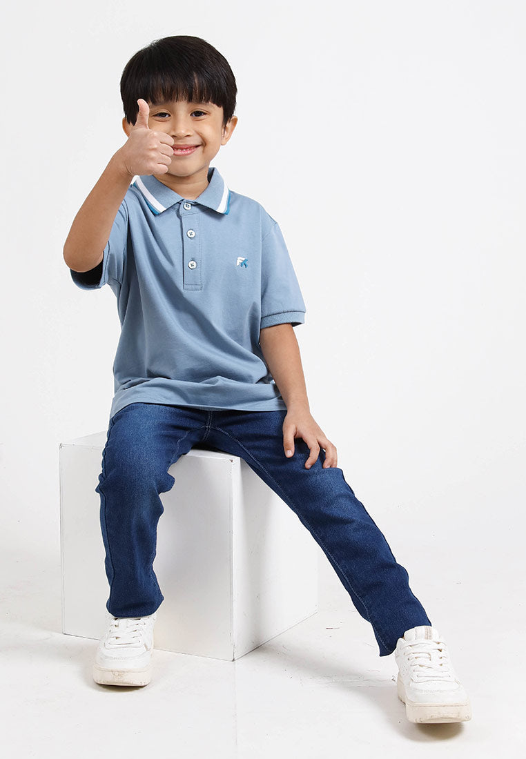 Forest Kids Premium Weight Cotton Stretchable Polo T Shirt Collar Tee | Baju T Shirt Budak Lelaki - FK20112