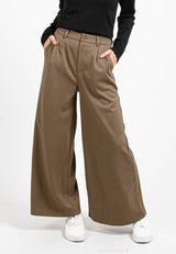 Forest Ladies Elastic Waist Wide Leg Cotton Twill Women Pants | Seluar Perempuan Palazzo - 810545
