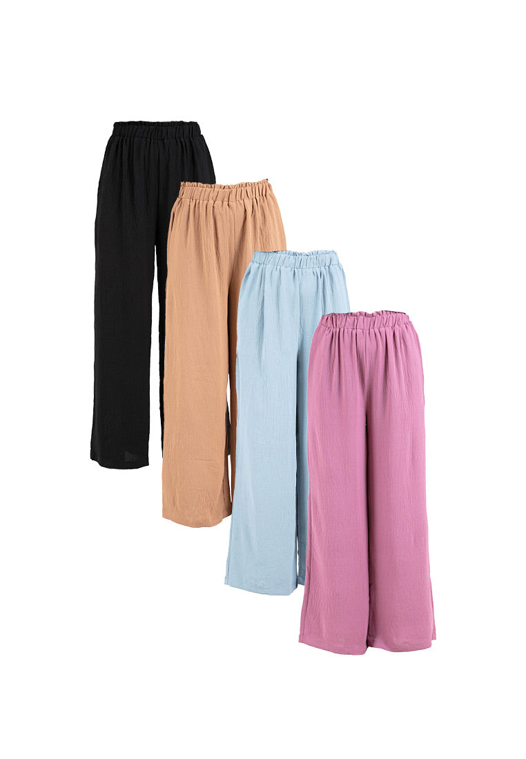 Forest Ladies Paperbag Waist Woven Wide Leg Women Pants | Seluar Perempuan Palazzo - 810481