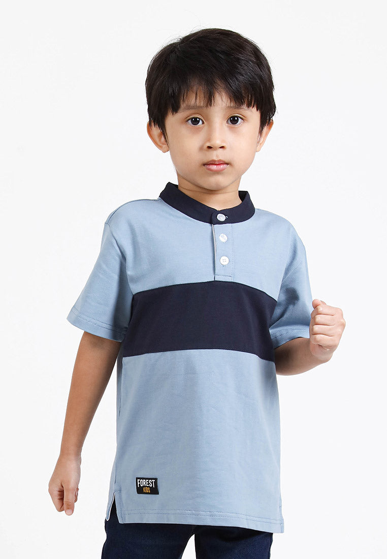 Forest Kids Premium Weight Cotton Stretchable Mandarin Collar T Shirt Men | T Shirt Baju Budak Lelaki - FK20170