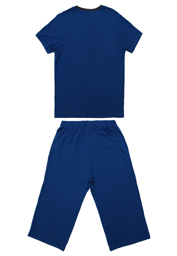 (1 Set) Forest Ladies Nylon Spandex Short Sleeve Three Quarther Bottom Pyjamas - FPL0001SL