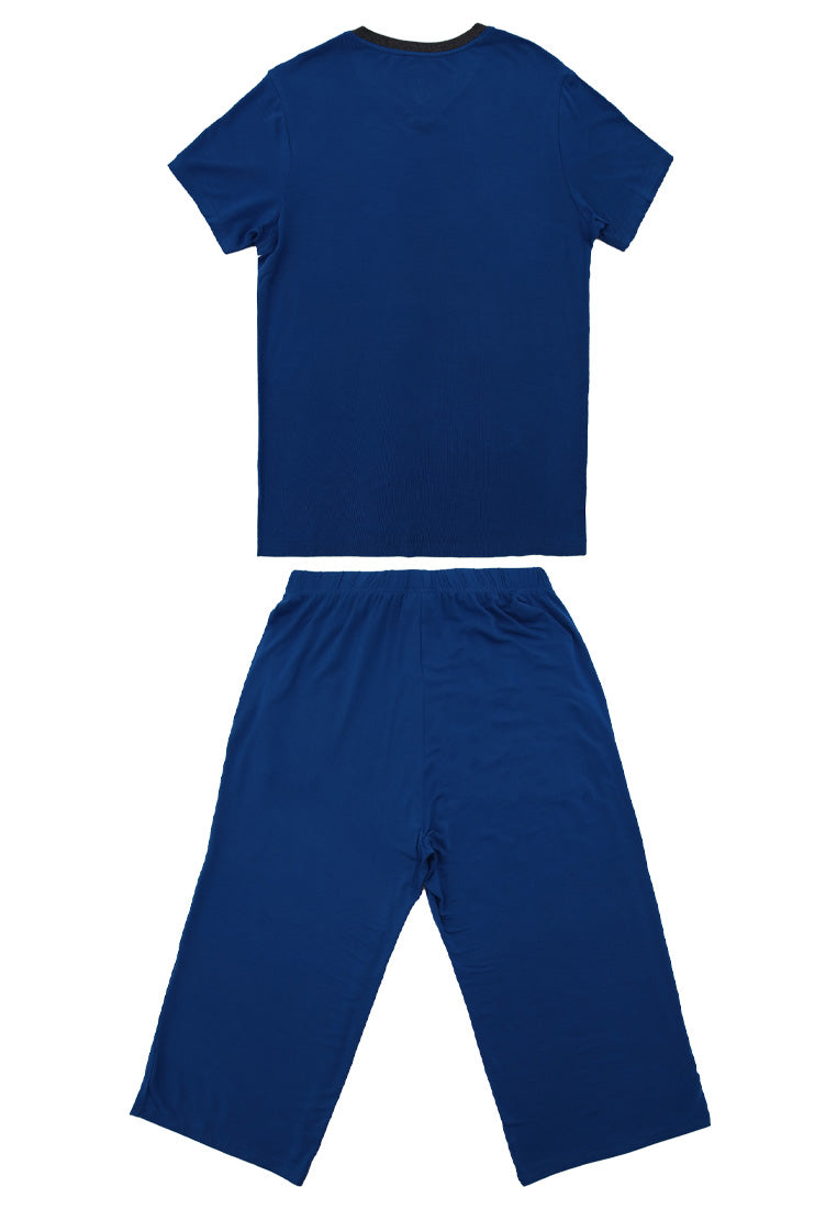 (1 Set) Forest Ladies Nylon Spandex Short Sleeve Three Quarther Bottom Pyjamas - FPL0001SL