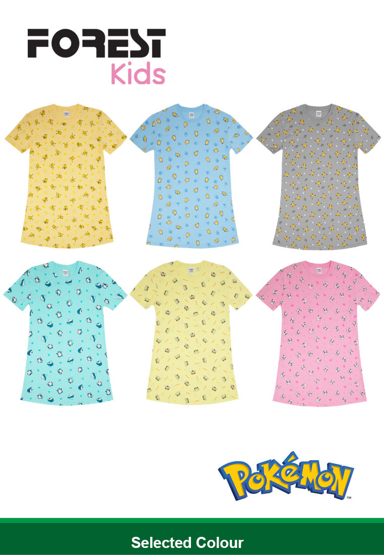 (1 Set) Pokémon Girls 100% Cotton Sleep Dress Pyjamas - PPJ1008