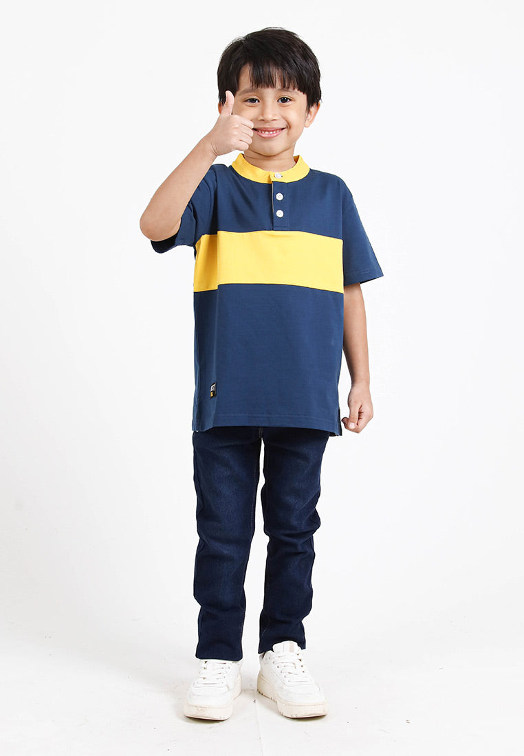 Forest Kids Premium Weight Cotton Stretchable Mandarin Collar T Shirt Men | T Shirt Baju Budak Lelaki - FK20170