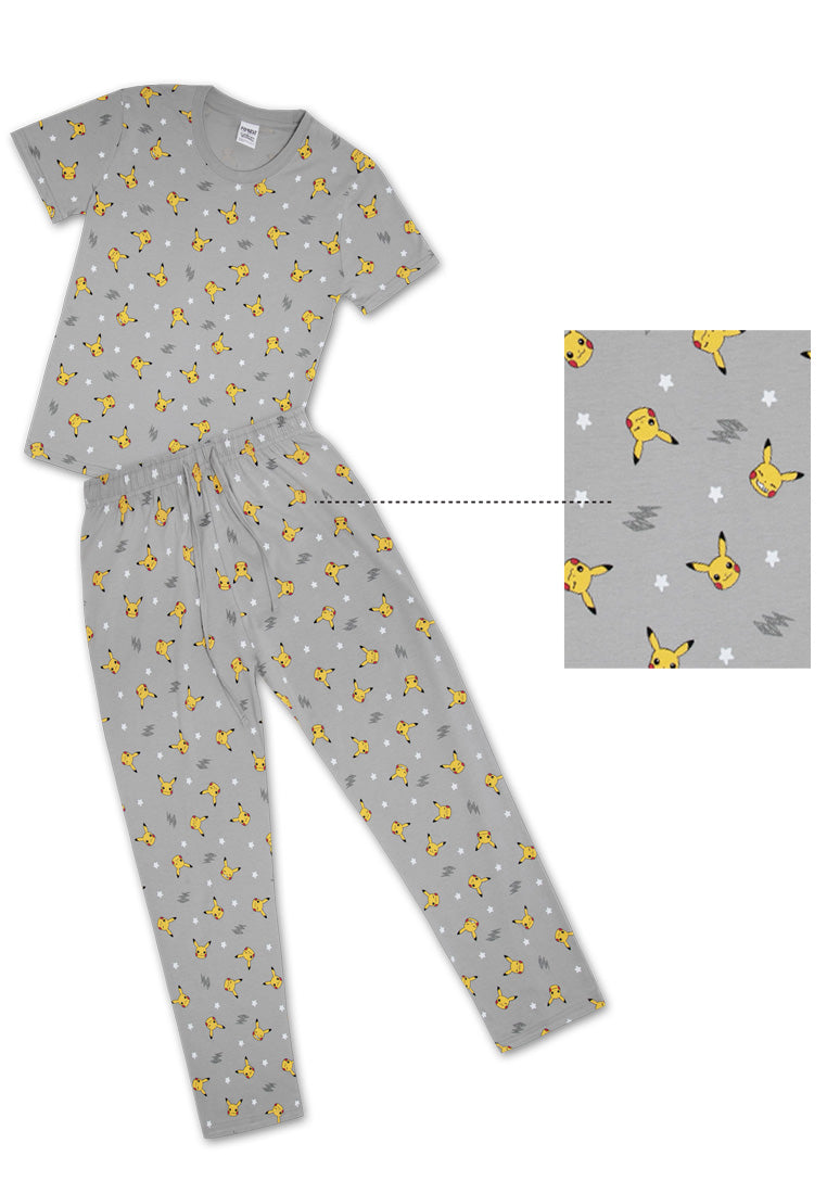 (1 Set) Pokémon Girls 100% Cotton Short Sleeve Long Bottom Pyjamas - PPJ1007