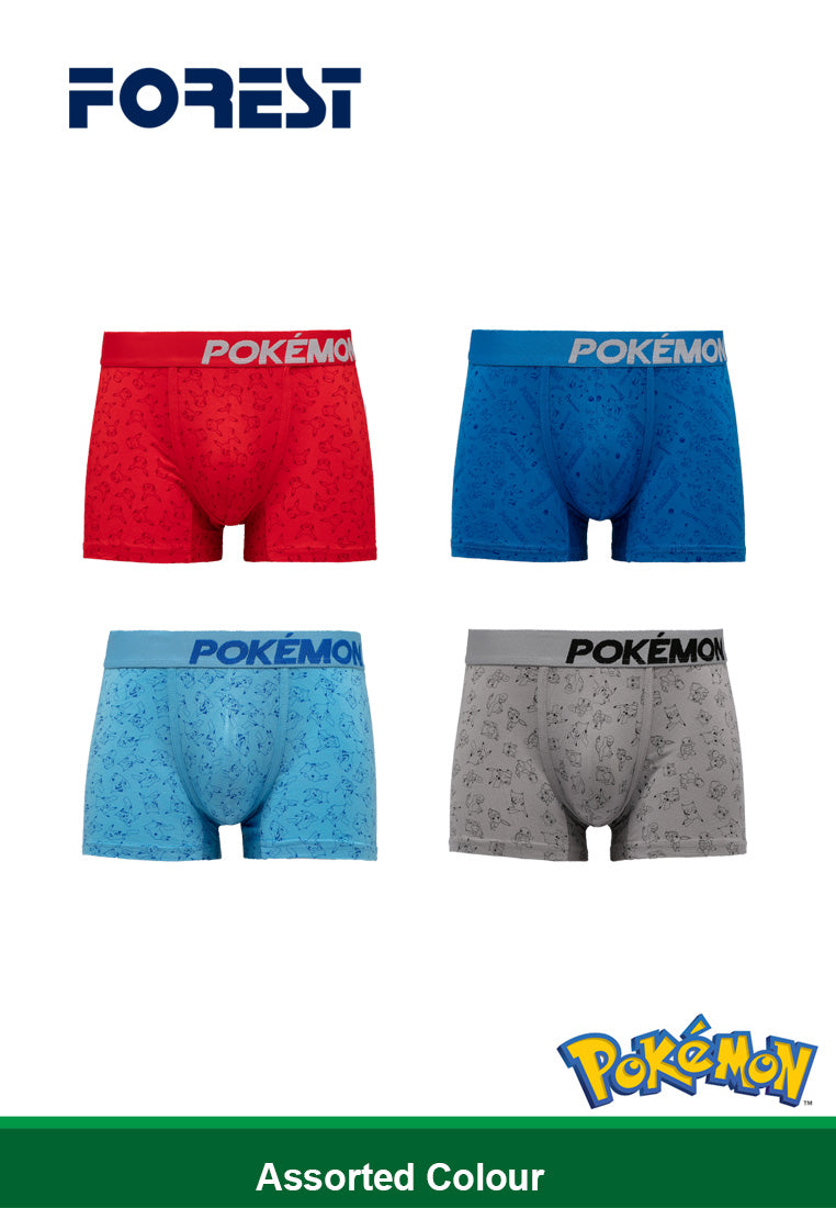 (3 Pcs) Pokémon Mens Micro Modal Spandex Shorty Brief Underwear Assorted Colours - PUD2005S