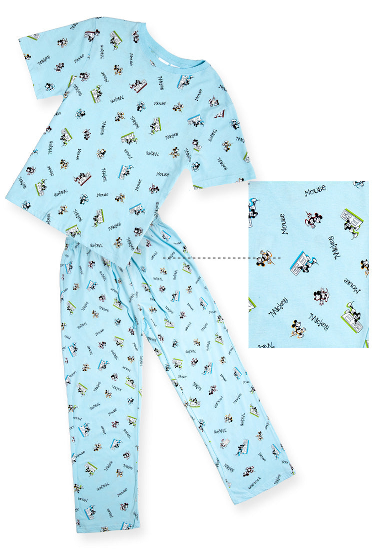 (1 Set) Forest x Disney D100 Kids 100% Cotton Short Sleeve Long Bottom Pyjamas - WPJ0007