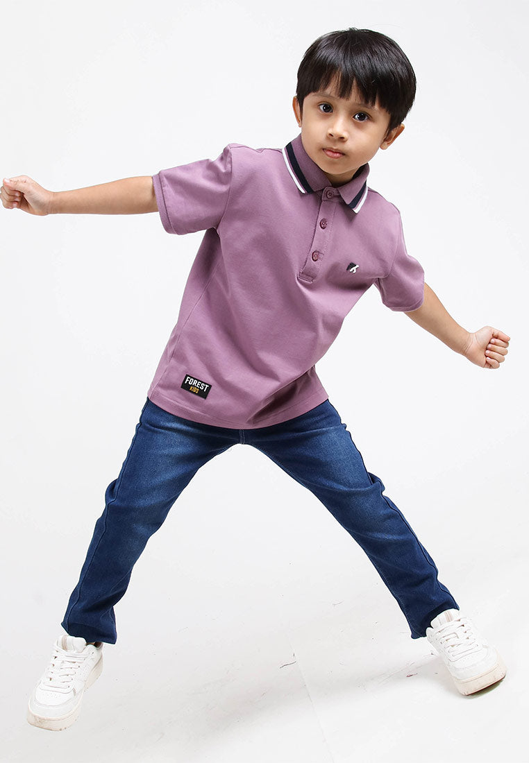 Forest Kids Premium Weight Cotton Stretchable Polo T Shirt Collar Tee | Baju T Shirt Budak Lelaki - FK20112