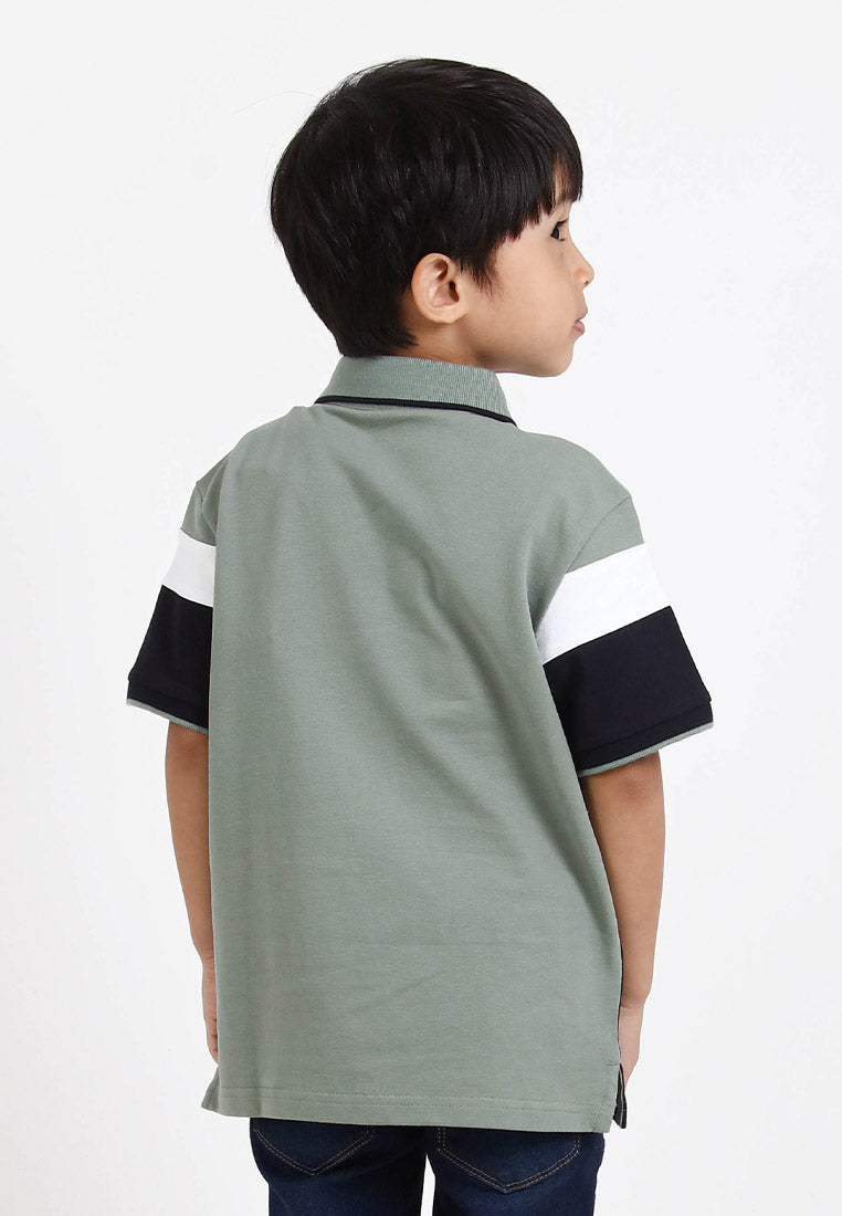 Forest Kids Soft Pique Cotton Colour Block Short Sleeve Cut & Sew T Shirt | T Shirt Budak Lelaki - FK20202