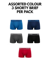 (3 Pcs) Forest Mens Cotton Spandex Shorty Brief Underwear Assorted Colours - FUD0101S