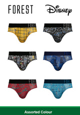 (3 Pcs) Forest X Disney Mens Microfibre Spandex Mini Brief Underwear Assorted Colours - WUD0024M