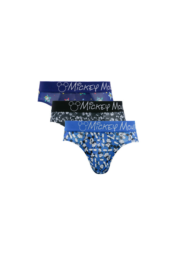(3Pcs) Forest X Disney Mens Microfibre Spandex Mini Brief Underwear Assorted Colour-WUD0017M