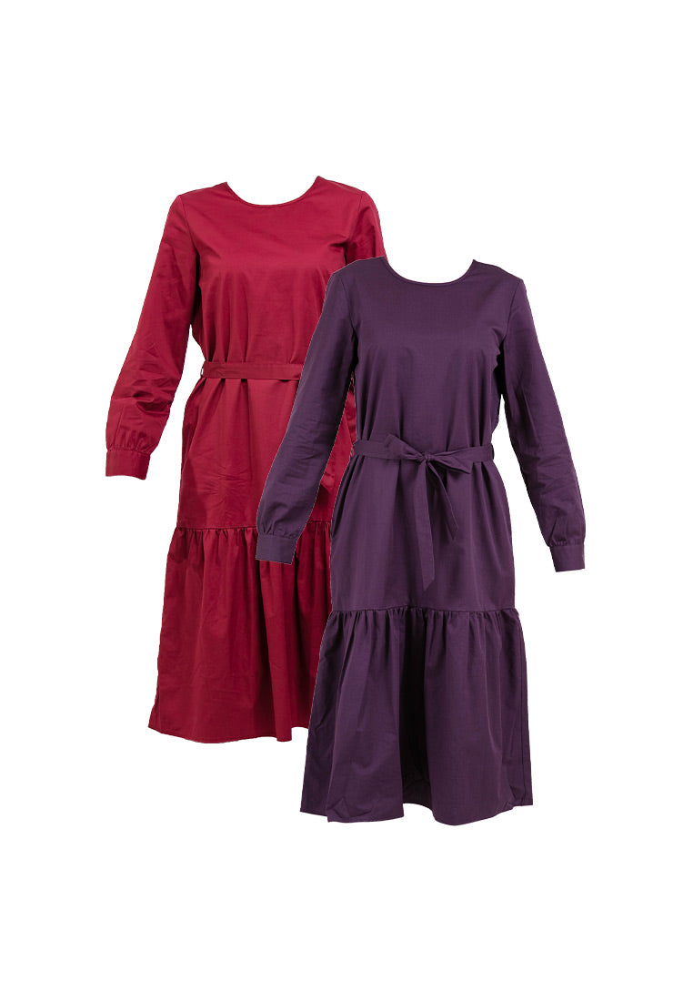 Forest Ladies Long Sleeve Woven Regular Cut Fashion Women Dress | Baju Perempuan Blouse - 822163