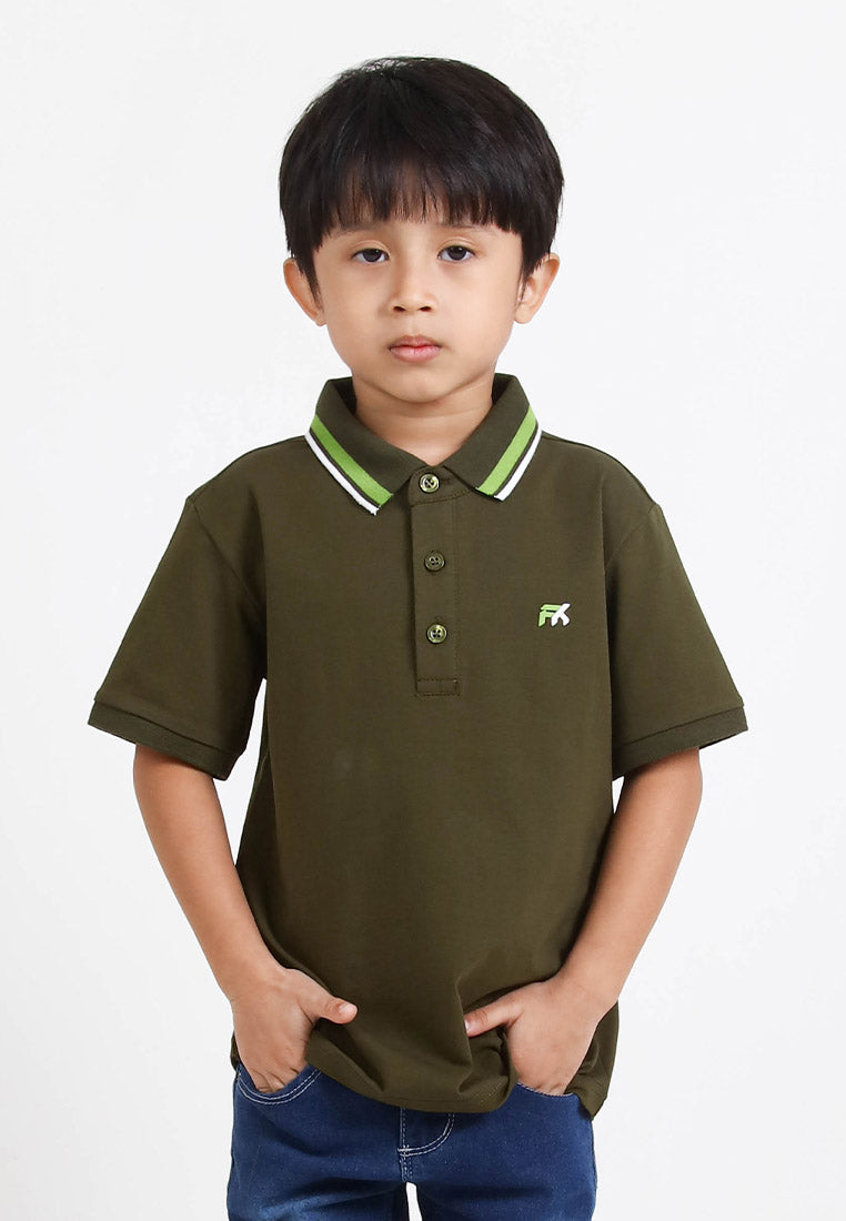 Forest Kids Premium Weight Cotton Stretchable Polo T Shirt Collar Tee | Baju T Shirt Budak Lelaki - FK20112