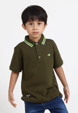 Forest Kids Premium Weight Cotton Stretchable Polo T Shirt Collar Tee | Baju T Shirt Budak Lelaki - FK20112