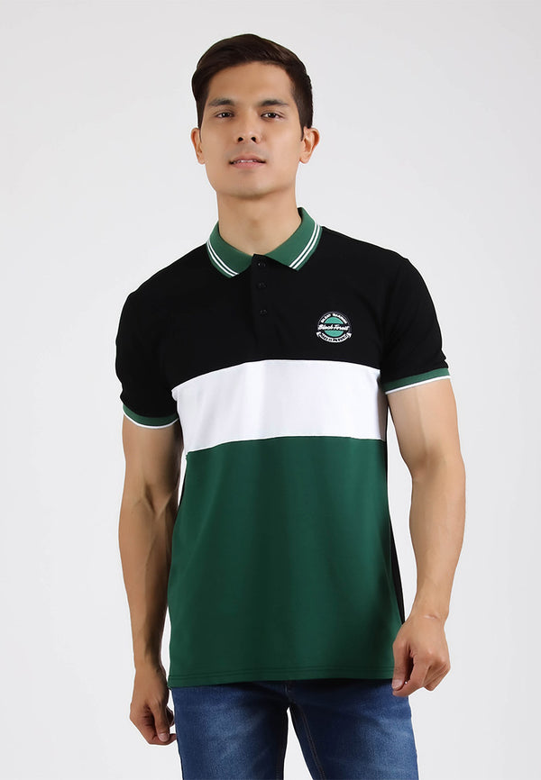 Forest Soft Pique Cotton Colour Block Short Sleeve Cut & Sew Polo T Shirt | T Shirt Lelaki - 621329
