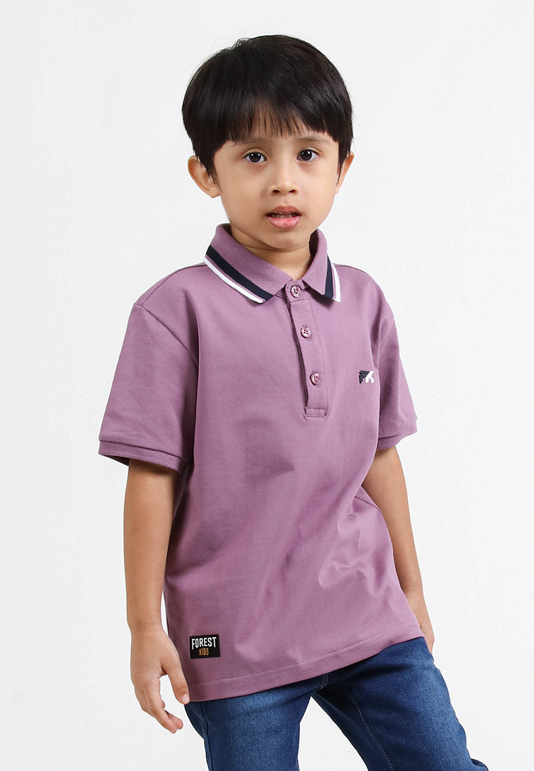 Forest Kids Premium Weight Cotton Stretchable Polo T Shirt Collar Tee | Baju T Shirt Budak Lelaki - FK20112