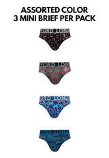 (3 Pcs) Byford Mens Microfibre Spandex Mini Brief Underwear Assorted Colours - BUB702M