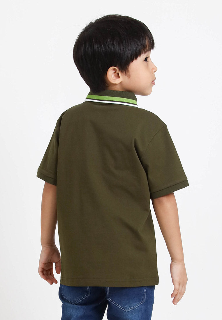 Forest Kids Premium Weight Cotton Stretchable Polo T Shirt Collar Tee | Baju T Shirt Budak Lelaki - FK20112