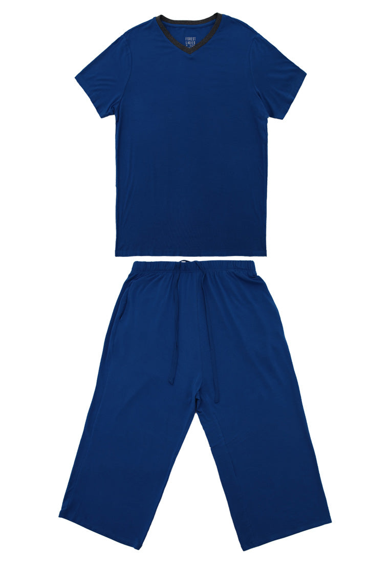 (1 Set) Forest Ladies Nylon Spandex Short Sleeve Three Quarther Bottom Pyjamas - FPL0001SL