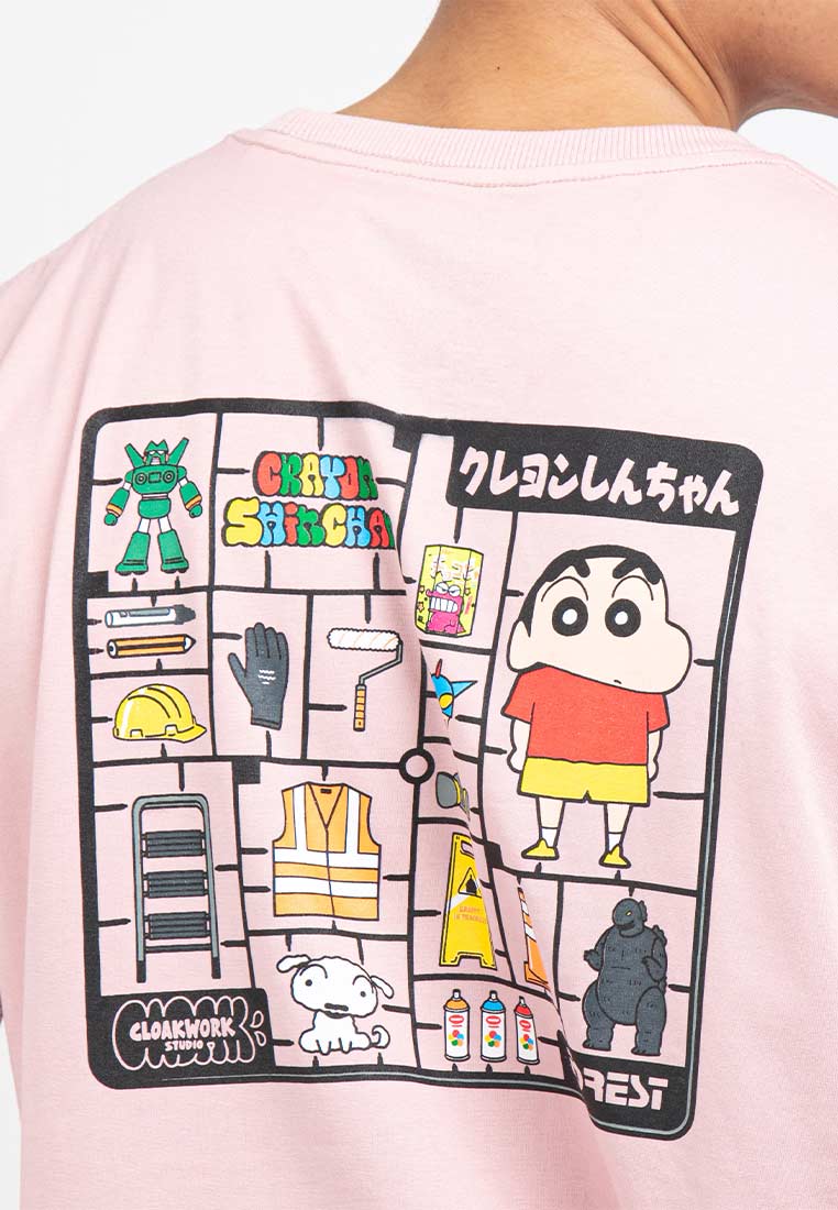 Forest X Shinchan Cloakwork Heavy Weight Cotton Boxy-Cut Round Neck T Shirt Men | Baju T shirt Lelaki - FC20041