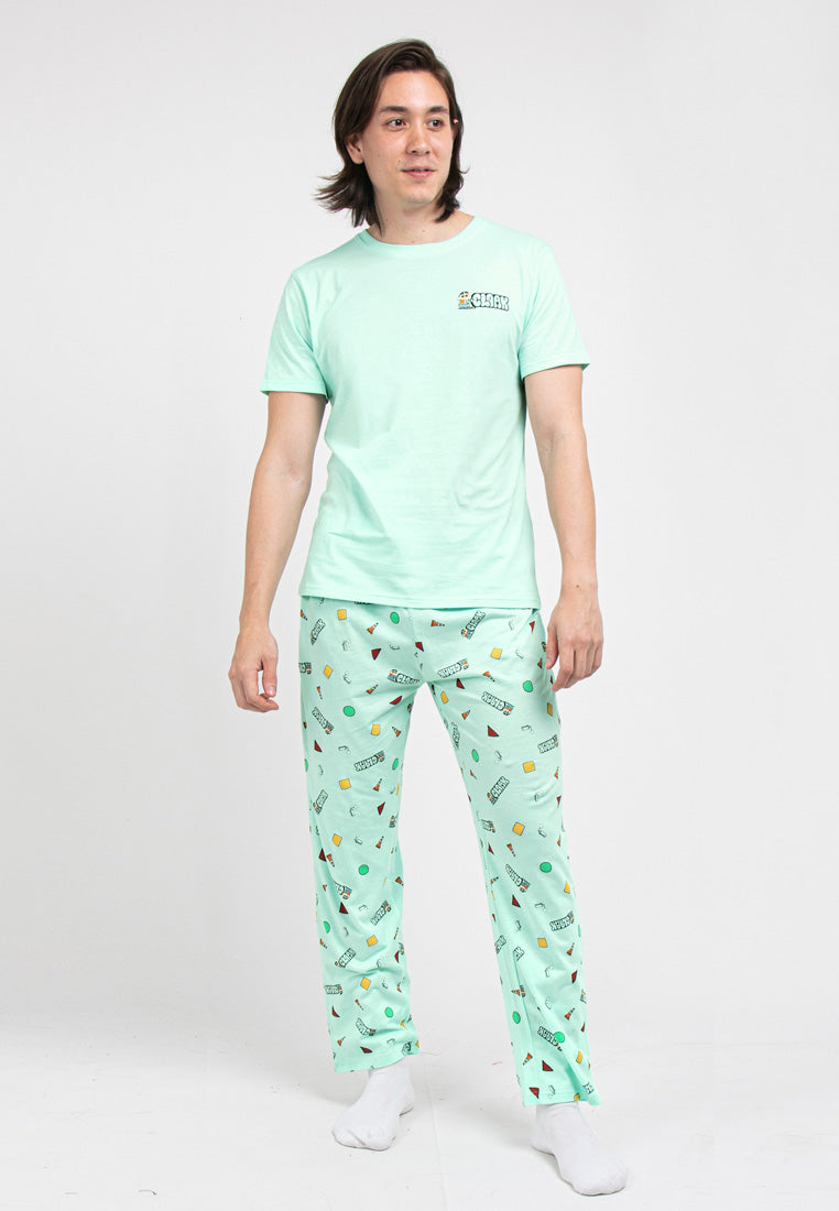 (1 Set) Forest x Shinchan x Cloak Unisex 100% Cotton Short Sleeve Long Bottom Pyjamas - CPD0034