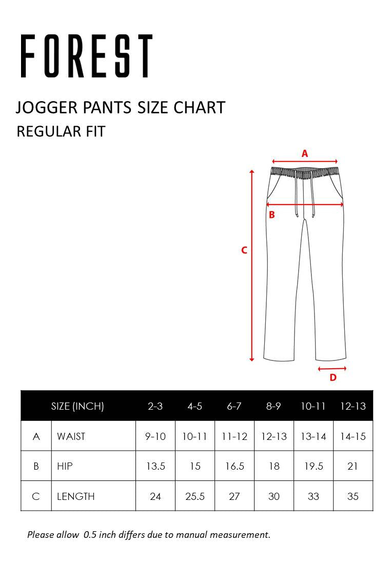 Forlest Size Chart Forest Kids Unisex Long Pants Kids Girl Boy Jogger Pants Kids l Seluar ...
